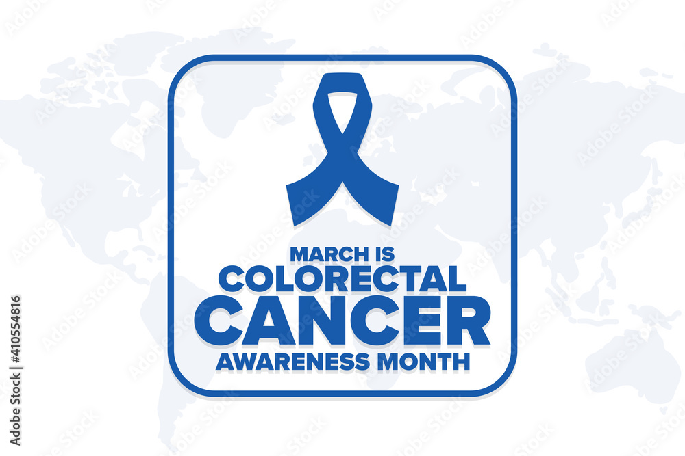 March is National Colorectal Cancer Awareness Month. Holiday concept. Template for background, banner, card, poster with text inscription. Vector EPS10 illustration.