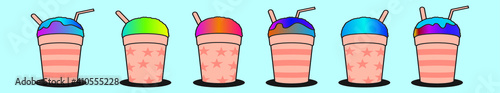 set of snow cone cup cartoon icon design template with various models. vector illustration isolated on blue background