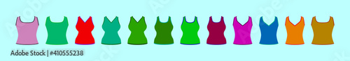 set of tank top cartoon icon design template with various models. vector illustration isolated on blue background