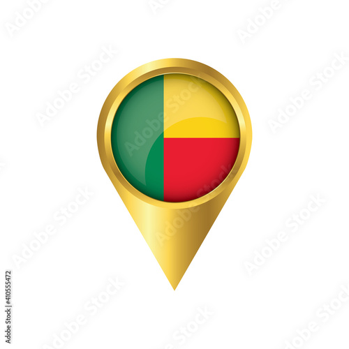 Flag of Benin.symbol check in Benin, golden map pointer with the national flag of Benin in the button. vector illustration. Free Download Flag of Benin.symbol check in Benin, golden map pointer with the national flag of Benin in the button. vector illustration. - GFXLoad