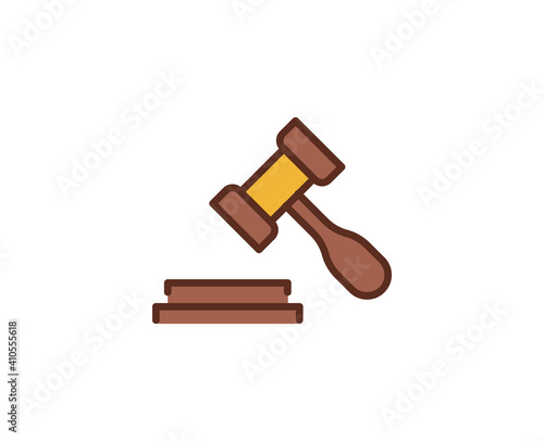 Judge hammer line icon. Single  vector symbol in trendy flat style on white background. Judge hammer sing for design.