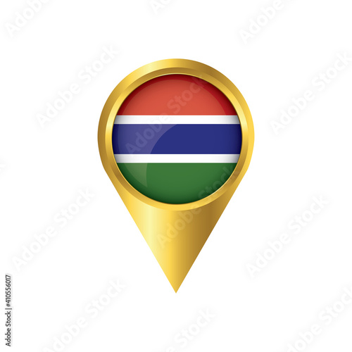 Flag of Gambia.symbol check in Gambia, golden map pointer with the national flag of Gambia in the button. vector illustration. Free Download Flag of Gambia.symbol check in Gambia, golden map pointer with the national flag of Gambia in the button. vector illustration. - GFXLoad