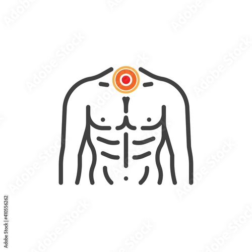 Sore throat pain line icon. linear style sign for mobile concept and web design. Sore throat ache outline vector icon. Symbol, logo illustration. Vector graphics
