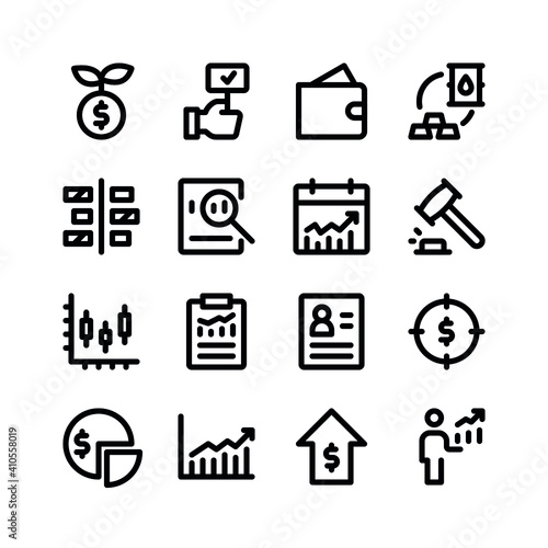 Simple Set of Stock Exchange Related Vector Line Icons. Contains Icons as Investment, Bidding, Wallet, Bar Chart and more