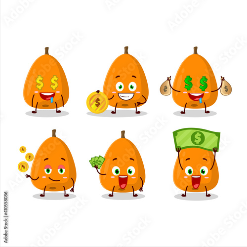 Loquat cartoon character with cute emoticon bring money