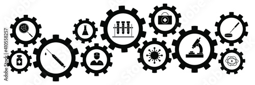 Development and creation vaccine. Clinical Research, Antibody, Laboratory, Immune, Treatment, Syringe. Vaccines to provention. Vector Line Icons. Editable Stroke. elements of medical subjects. 
