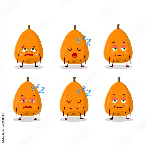 Cartoon character of loquat with sleepy expression