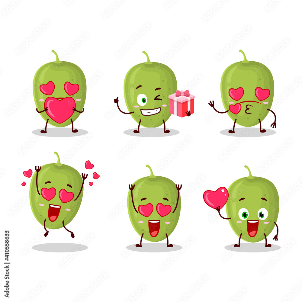 Olives cartoon character with love cute emoticon Olives cartoon character with love cute emoticon