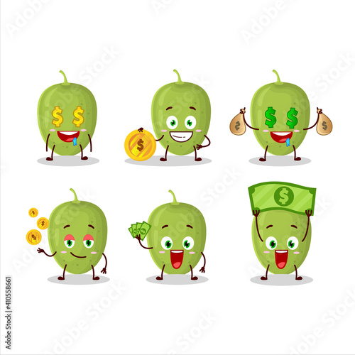 Olives cartoon character with cute emoticon bring money