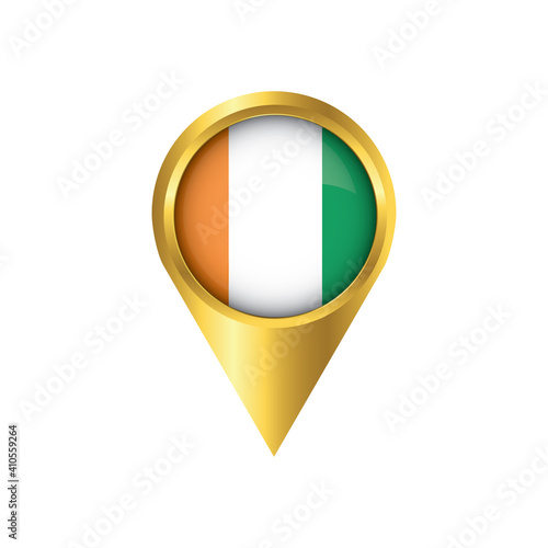 Free Download Flag of Ivory Coast.symbol check in Ivory Coast, golden map pointer with the national flag of Ivory Coast in the button. vector illustration. - GFXLoad