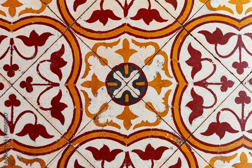 Vintage antique ceramic tile pattern texture and seamless background