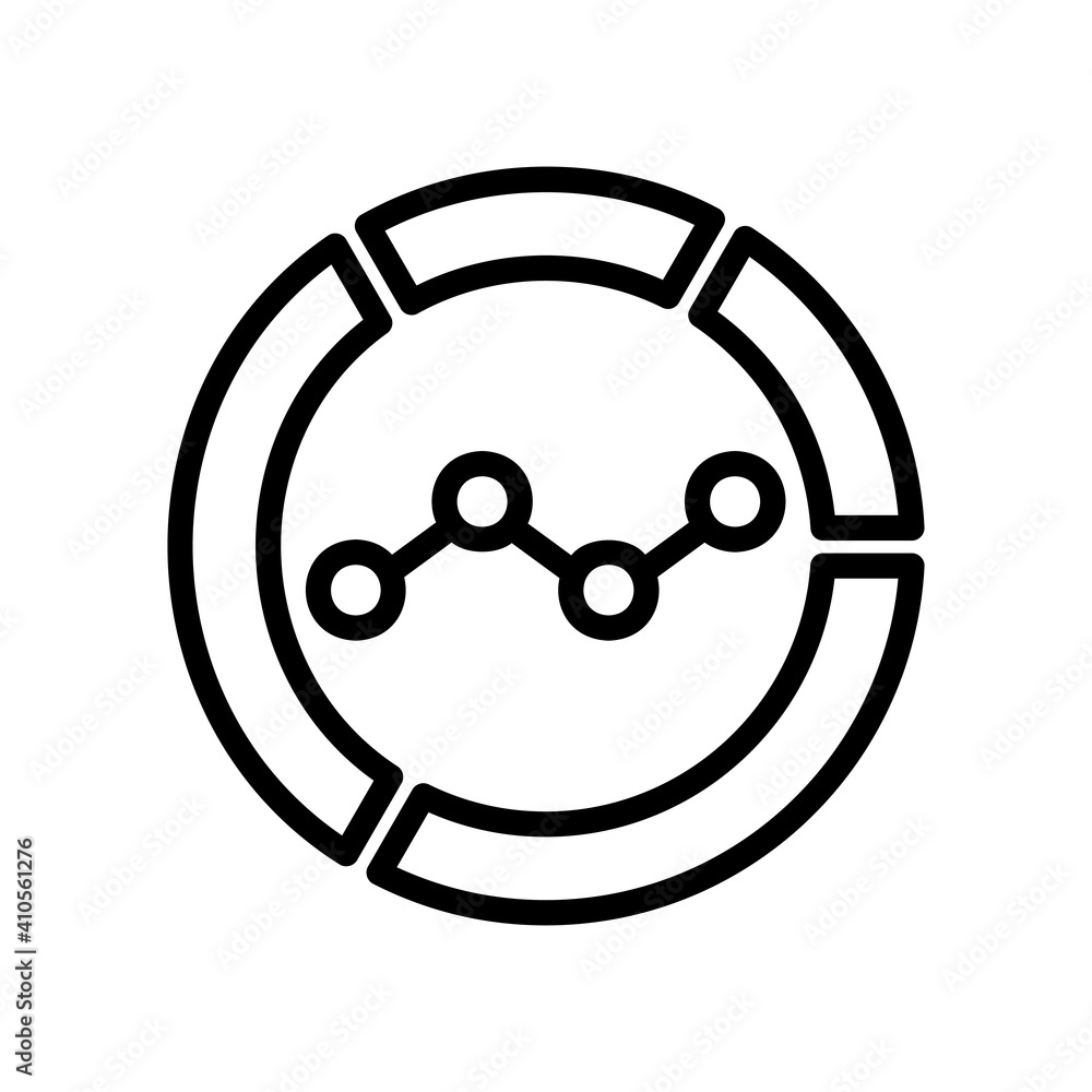 Pie chart icon vector illustration in line style about marketing and growth for any projects Pie chart icon vector illustration in line style about marketing and growth for any projects
