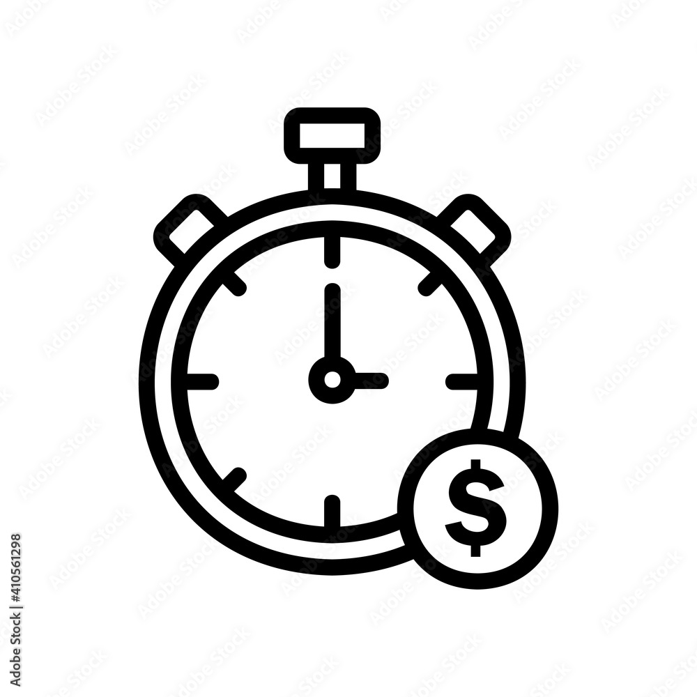 Time is money icon vector illustration in line style about marketing and growth for any projects Time is money icon vector illustration in line style about marketing and growth for any projects