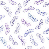 Blue butterfly seamless repeat pattern vector.