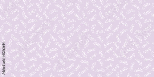 White and purple butterfly pattern, vector background.