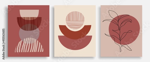Modern Abstract Line Art Drawing Prints Set Boho Style. Abstract Line Art Prints Collection Contemporary Style. Minimalist Drawing Set. Vector EPS 10.