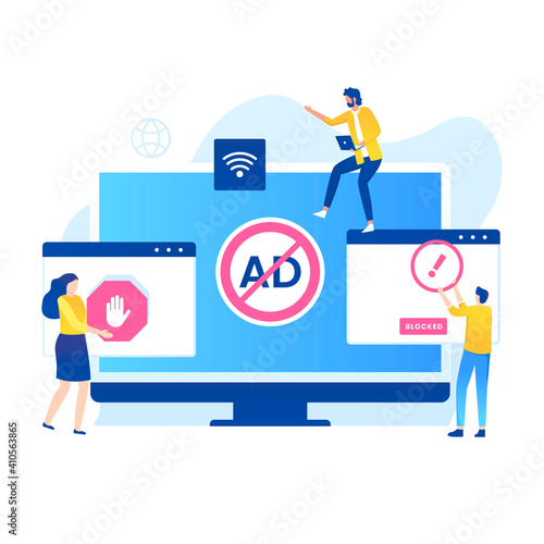 Adblock illustration vector concept. Illustration for websites, landing pages, mobile applications, posters and banners
