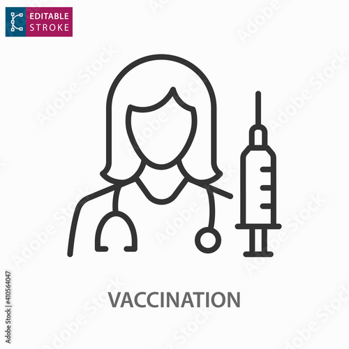 Nurse line icon on white background. Editable stroke.