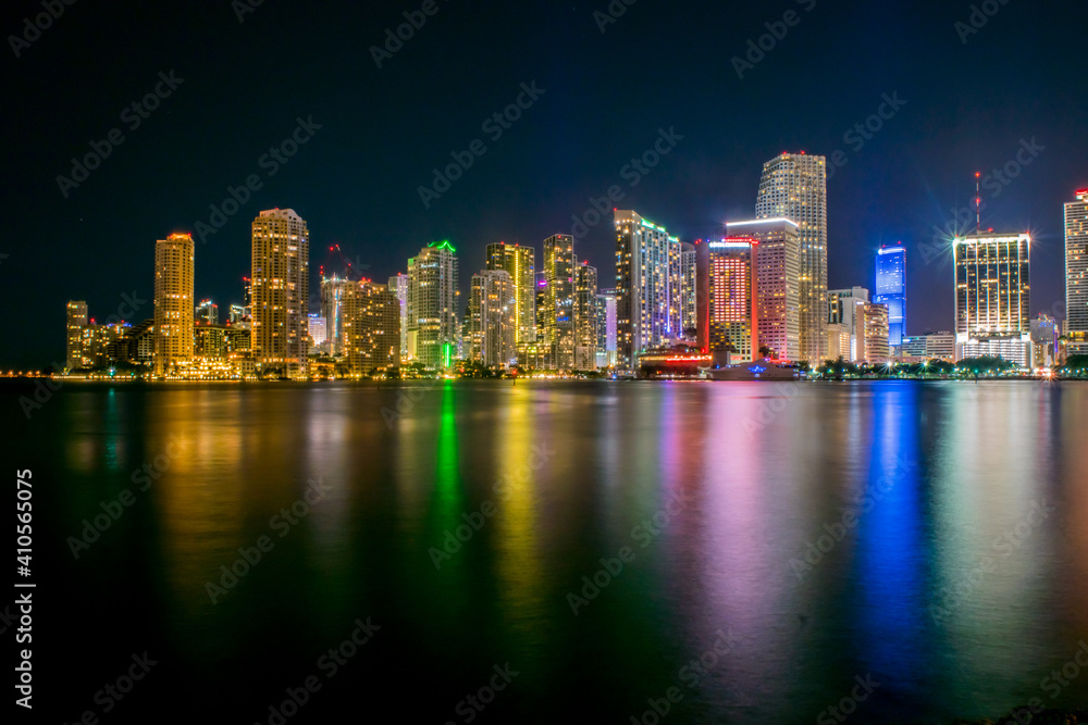 Miami nightscape skyline