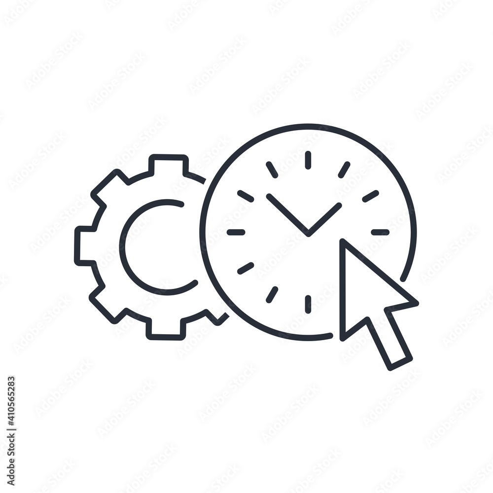 Controlling the start and stop times of the system using processes and programs. Vector linear icon isolated on white background. Controlling the start and stop times of the system using processes and programs. Vector linear icon isolated on white background.