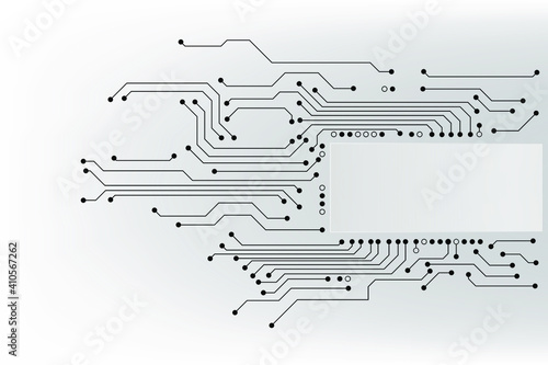 The vector circuit board on white vintage background for technology communication concept