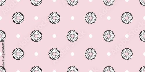 Daisy pastel pink vector pattern background.