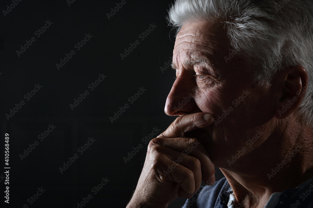 Portrait of sad thinking senior man Portrait of sad thinking senior man