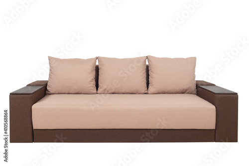 Brown Modern Sofa furniture isolated on white background. © Dmytro Holbai