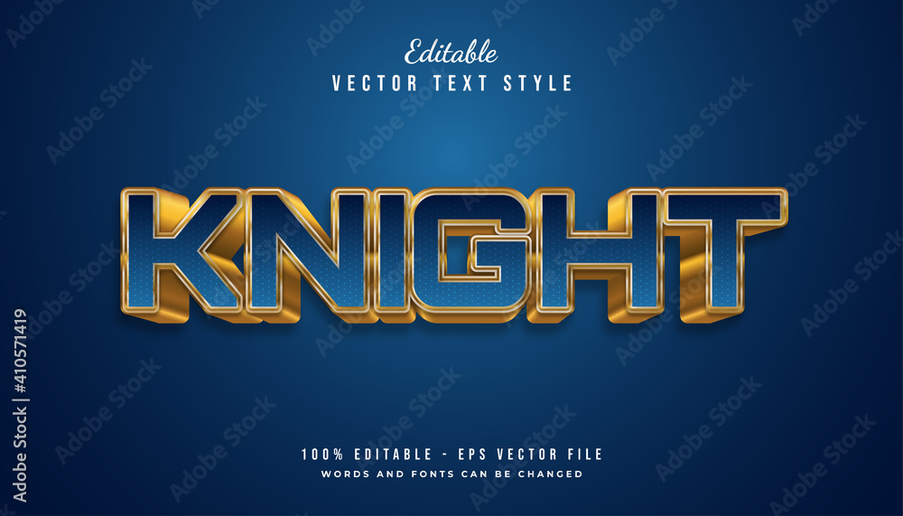 Obraz premium Bold Knight Text Style in Blue and Gold Embossed Effect