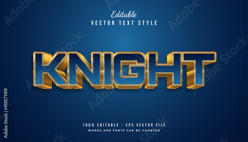 Bold Knight Text Style in Blue and Gold Embossed Effect