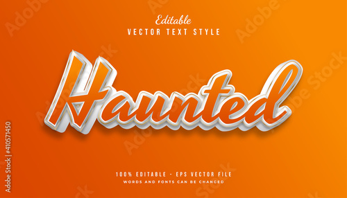 Haunted Text Style in White and Orange Gradient