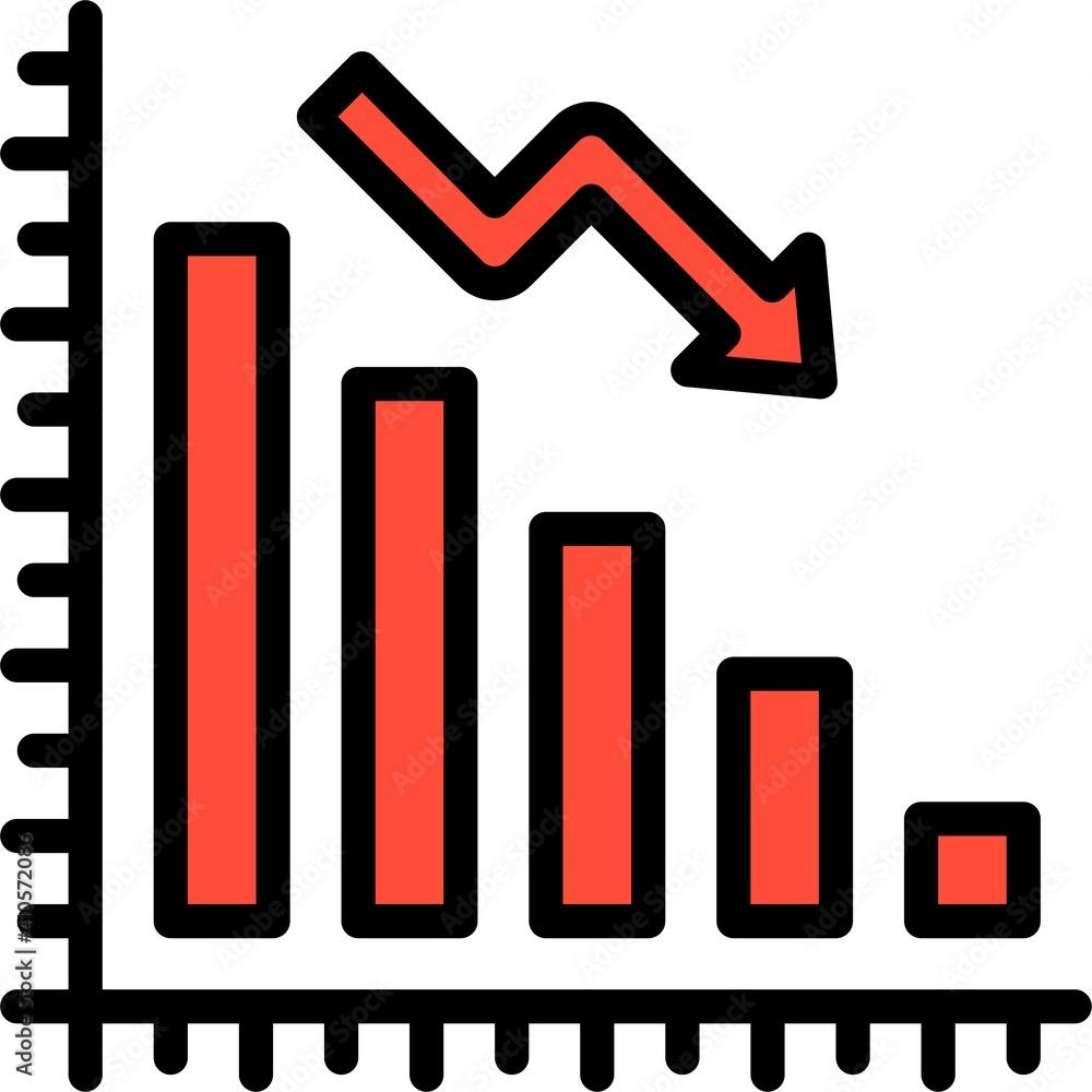 Decreasing bar chart icon, Bankruptcy related vector Decreasing bar chart icon, Bankruptcy related vector