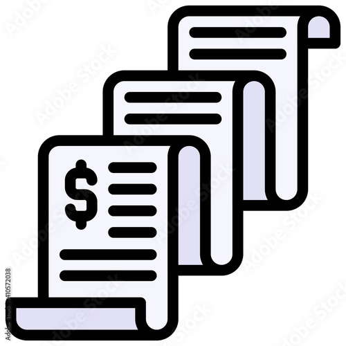 Receipt icon, Bankruptcy related vector