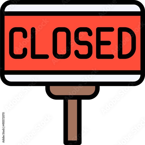 Closed sign icon, Bankruptcy related vector