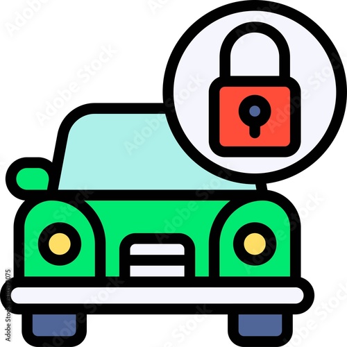 Car with lock icon, Bankruptcy related vector