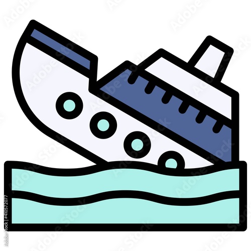 Sinking Ship icon, Bankruptcy related vector