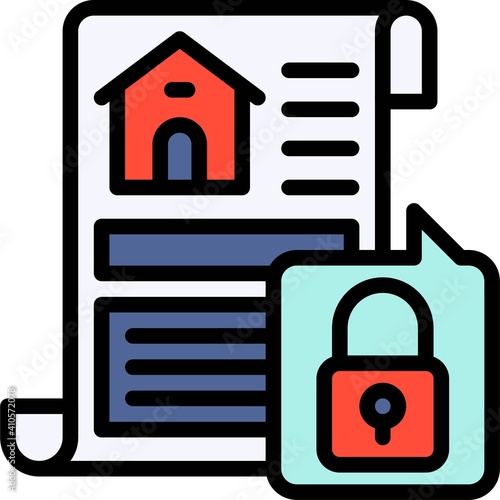 Title deed with lock icon, Bankruptcy related vector