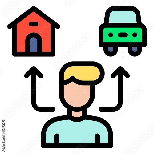 Man with house and car icon, Bankruptcy related vector