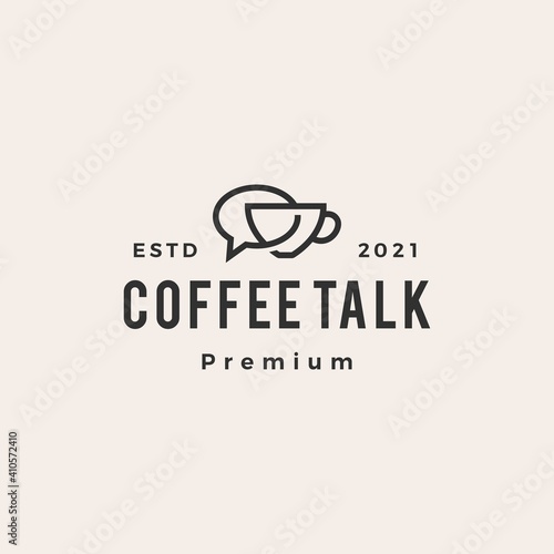 coffee talk chat bubble hipster vintage logo vector icon illustration