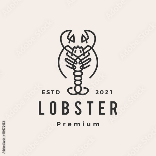 lobster line outline monoline hipster vintage logo vector icon illustration