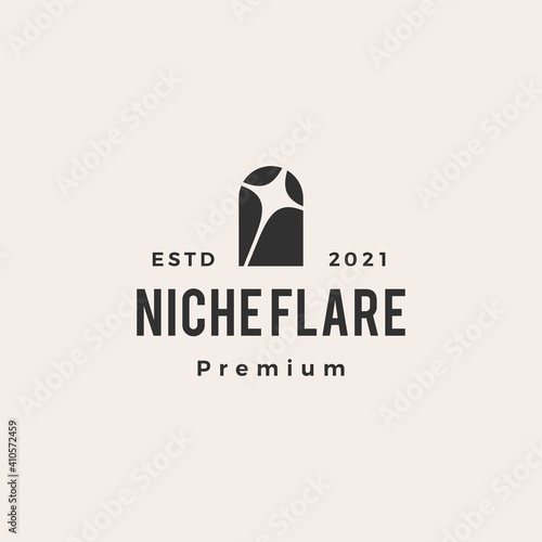 niche door flare light hipster vintage logo vector icon illustration