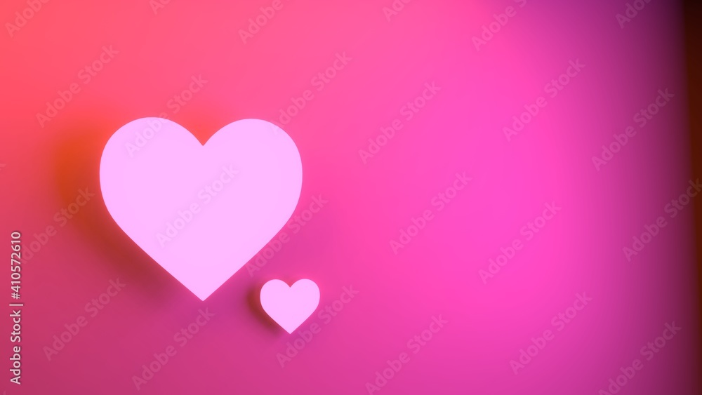 glowing pink heart with abstract background