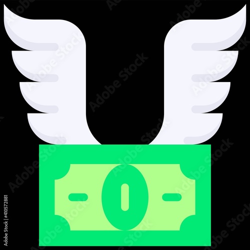 Banknote with wings icon, Bankruptcy related vector