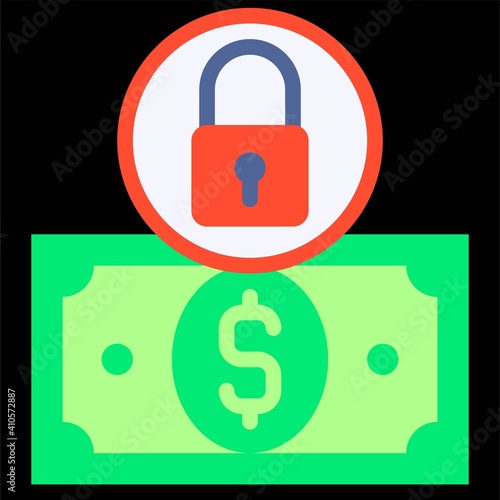Banknote with lock icon, Bankruptcy related vector
