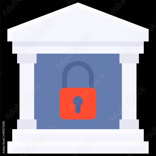 Court with Lock icon, Bankruptcy related vector