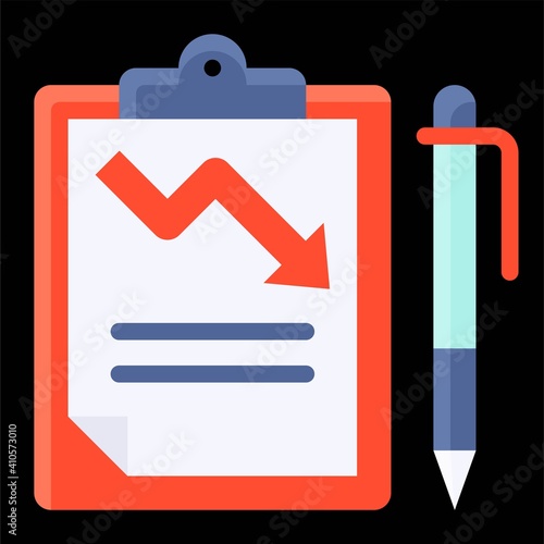 Depreciation report icon, Bankruptcy related vector
