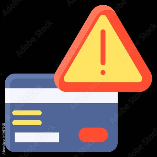 Credit card with Attention sign icon, Bankruptcy related vector