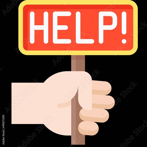 Hand holding Help sign icon, Bankruptcy related vector