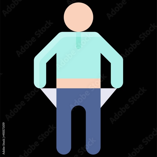 Empty pockets icon, Bankruptcy related vector