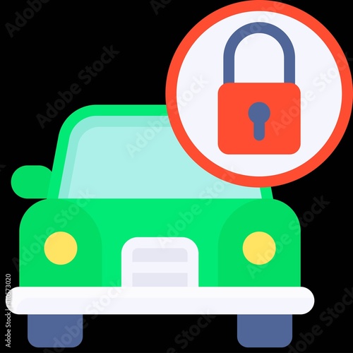 Car with lock icon, Bankruptcy related vector